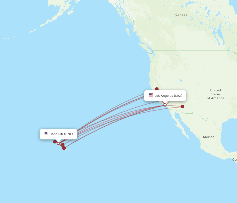 LAX to HNL flights and routes map