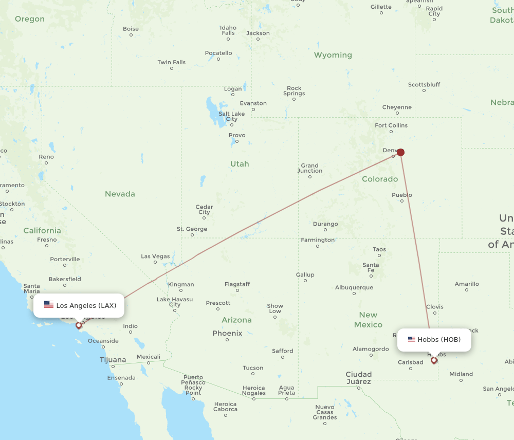 LAX-HOB flight routes