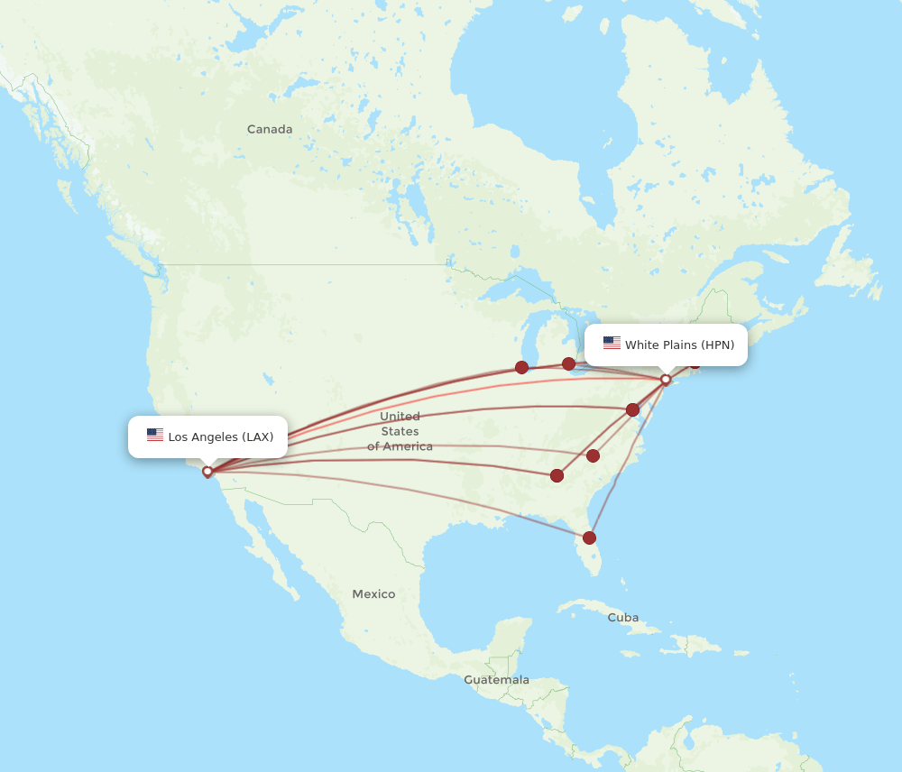 LAX-HPN flight routes