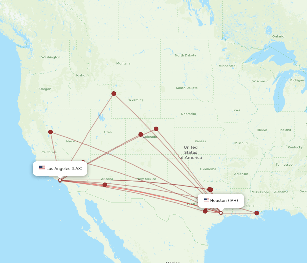 LAX-IAH flight routes