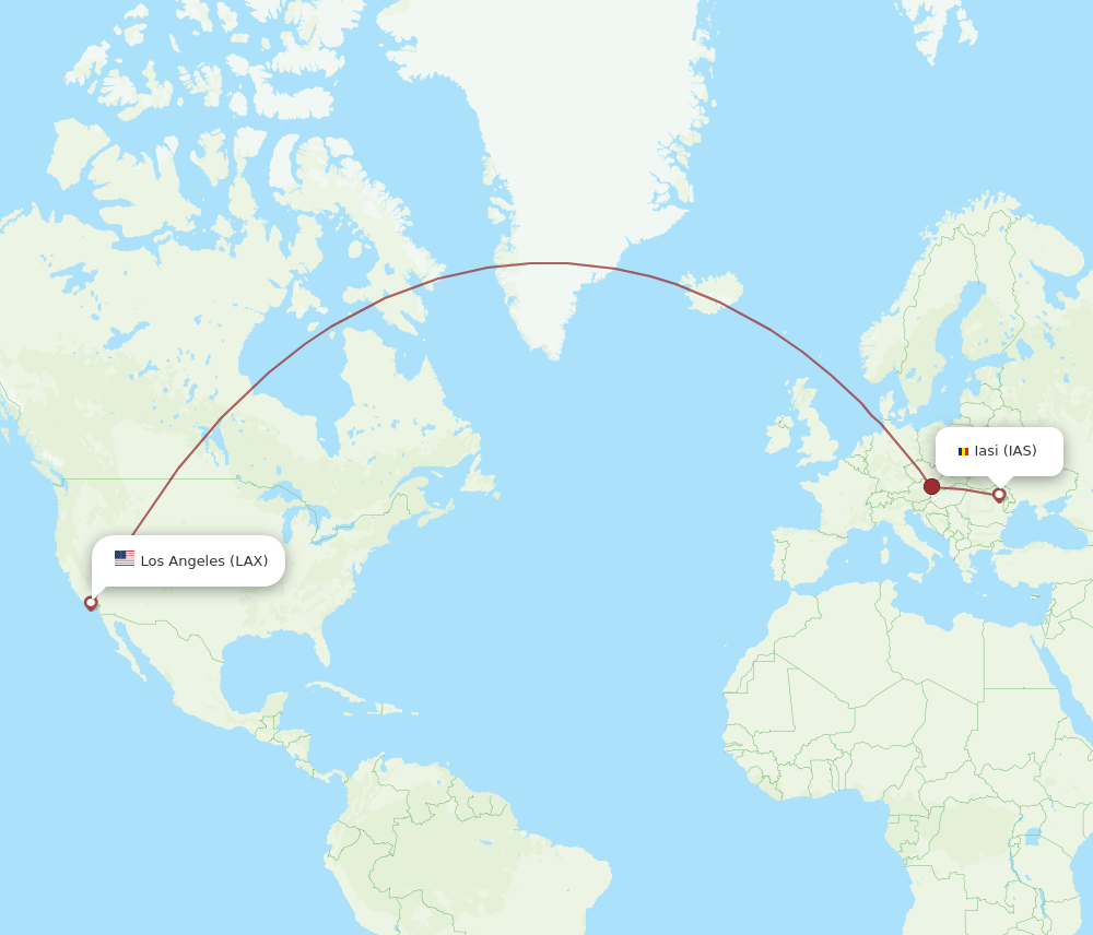 LAX to IAS flights and routes map