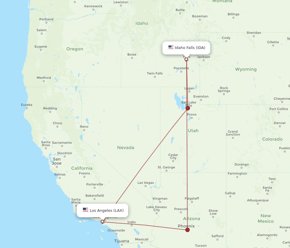 LAX-IDA flight routes