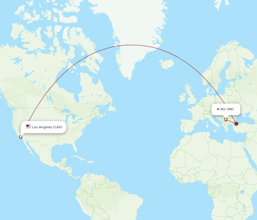 LAX-INI flight routes