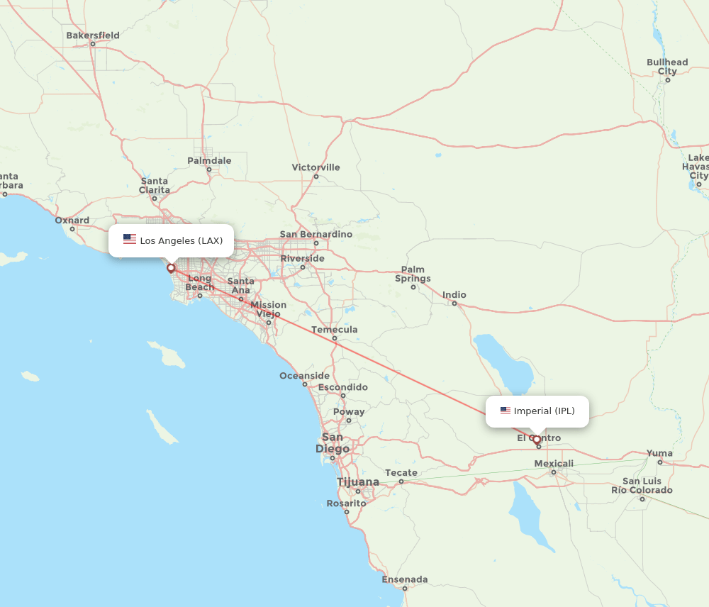 Los Angeles - Imperial route map and flight paths