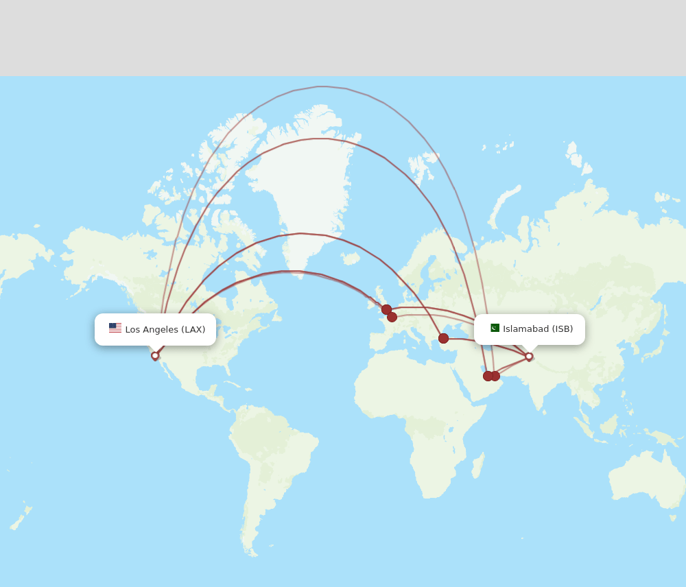 LAX to ISB flights and routes map