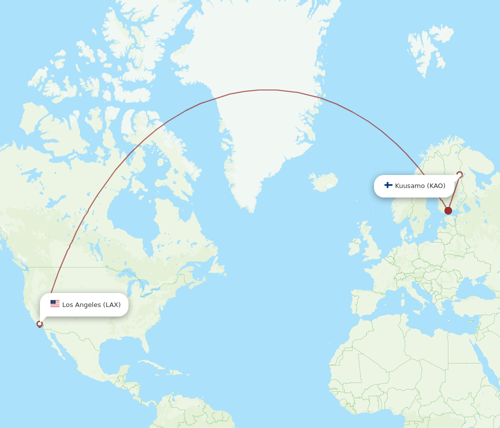 LAX-KAO flight routes