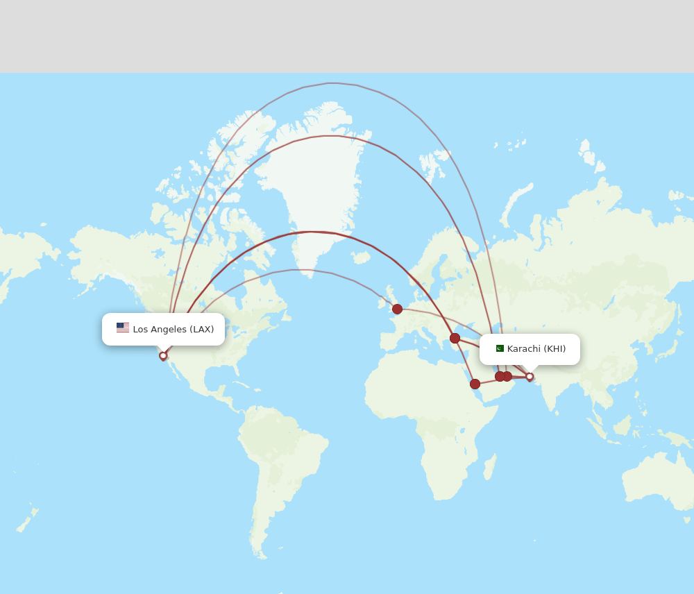 LAX-KHI flight routes