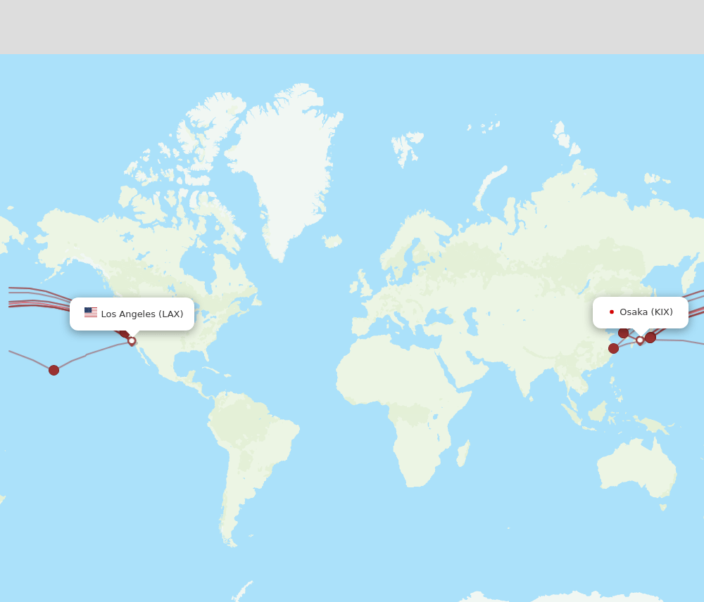 LAX to KIX flights and routes map