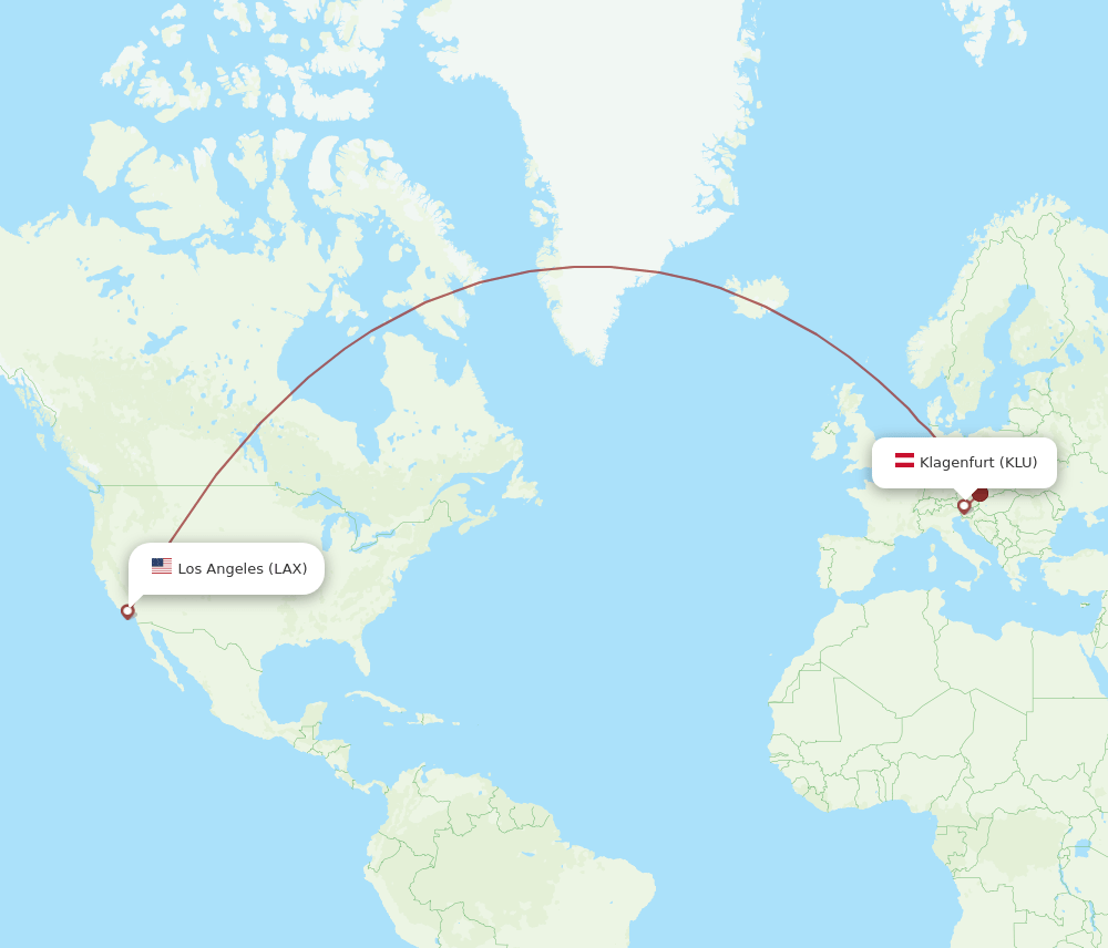 LAX-KLU flight routes