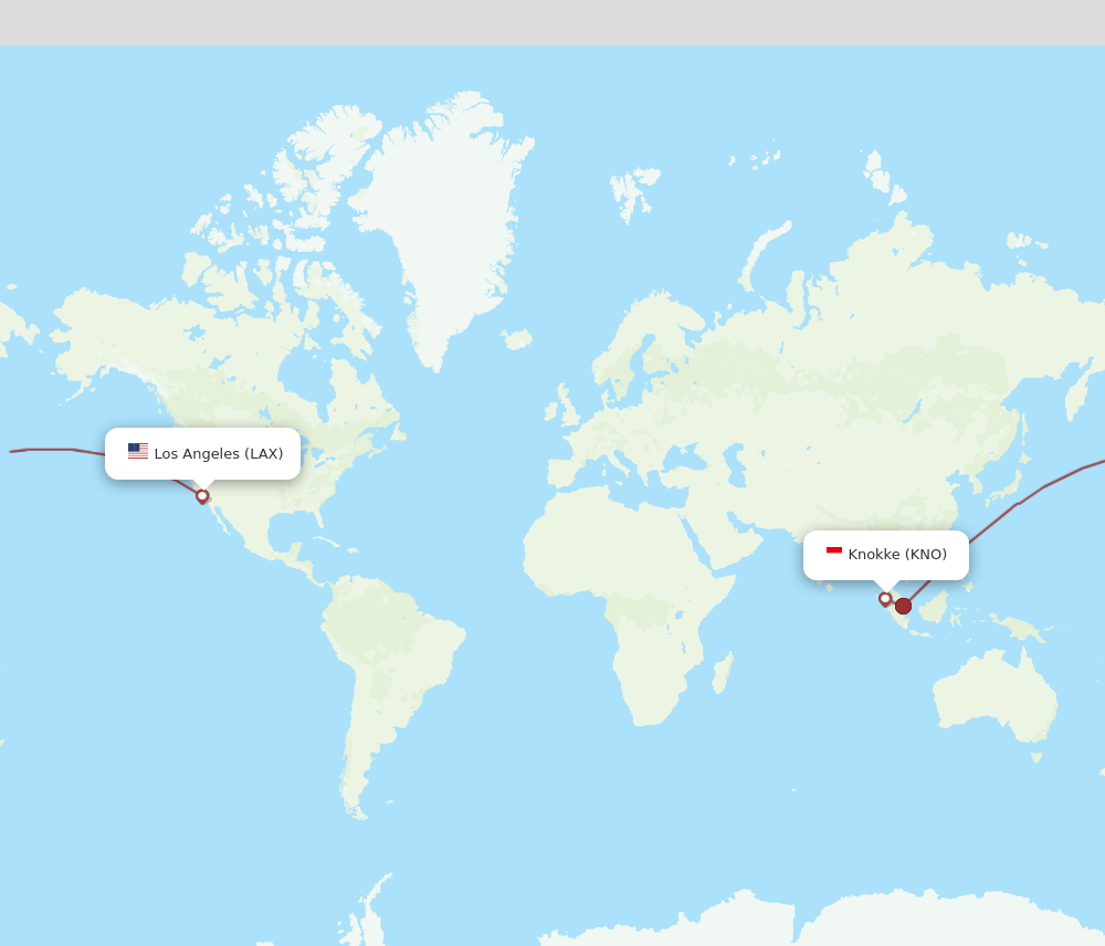 LAX to KNO flights and routes map