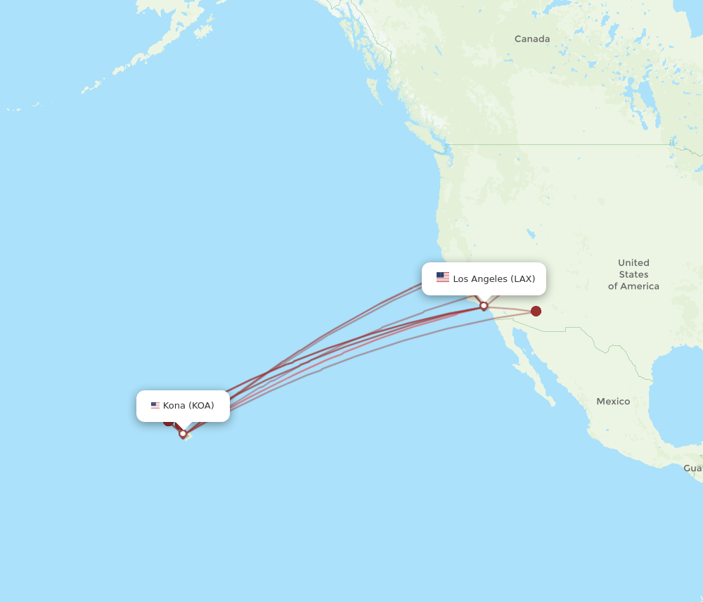 LAX to KOA flights and routes map