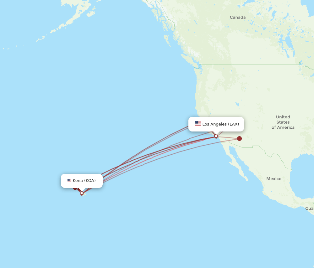 LAX to KOA flights and routes map