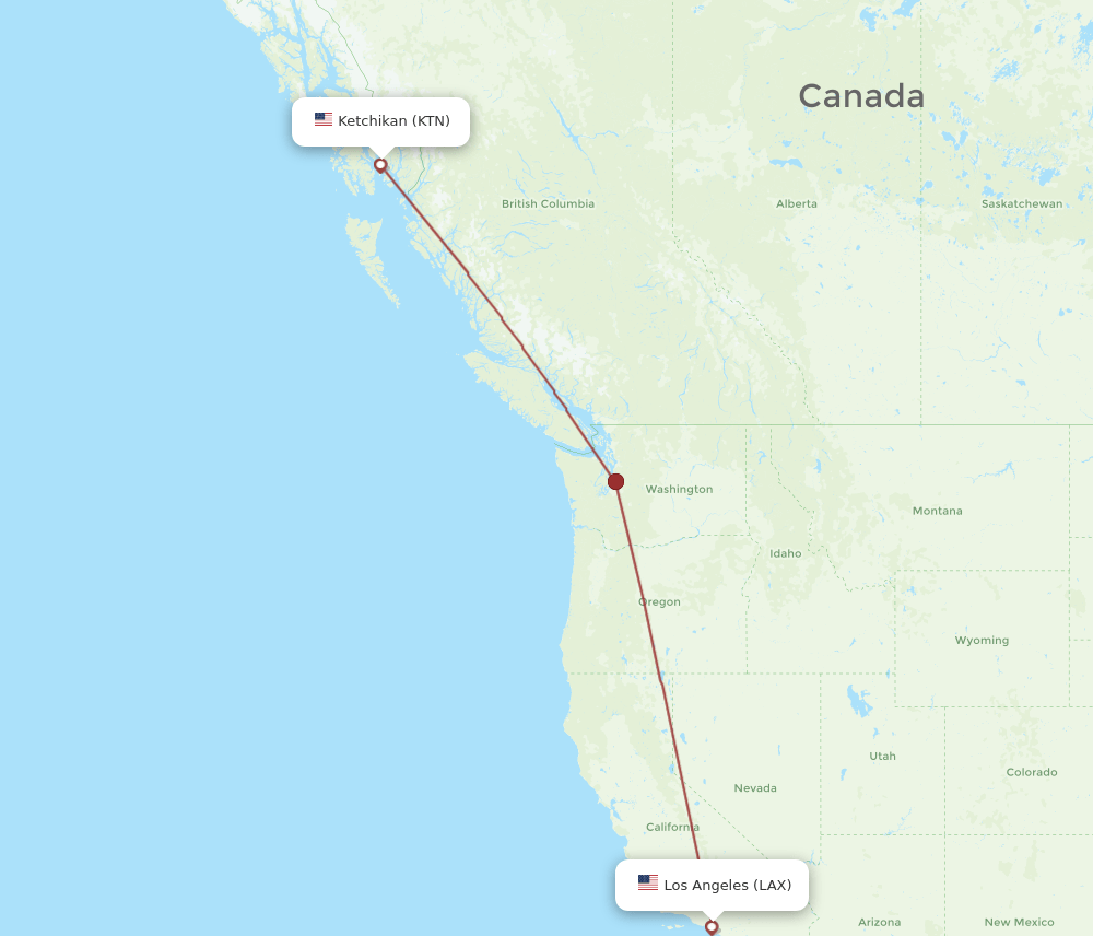 LAX-KTN flight routes