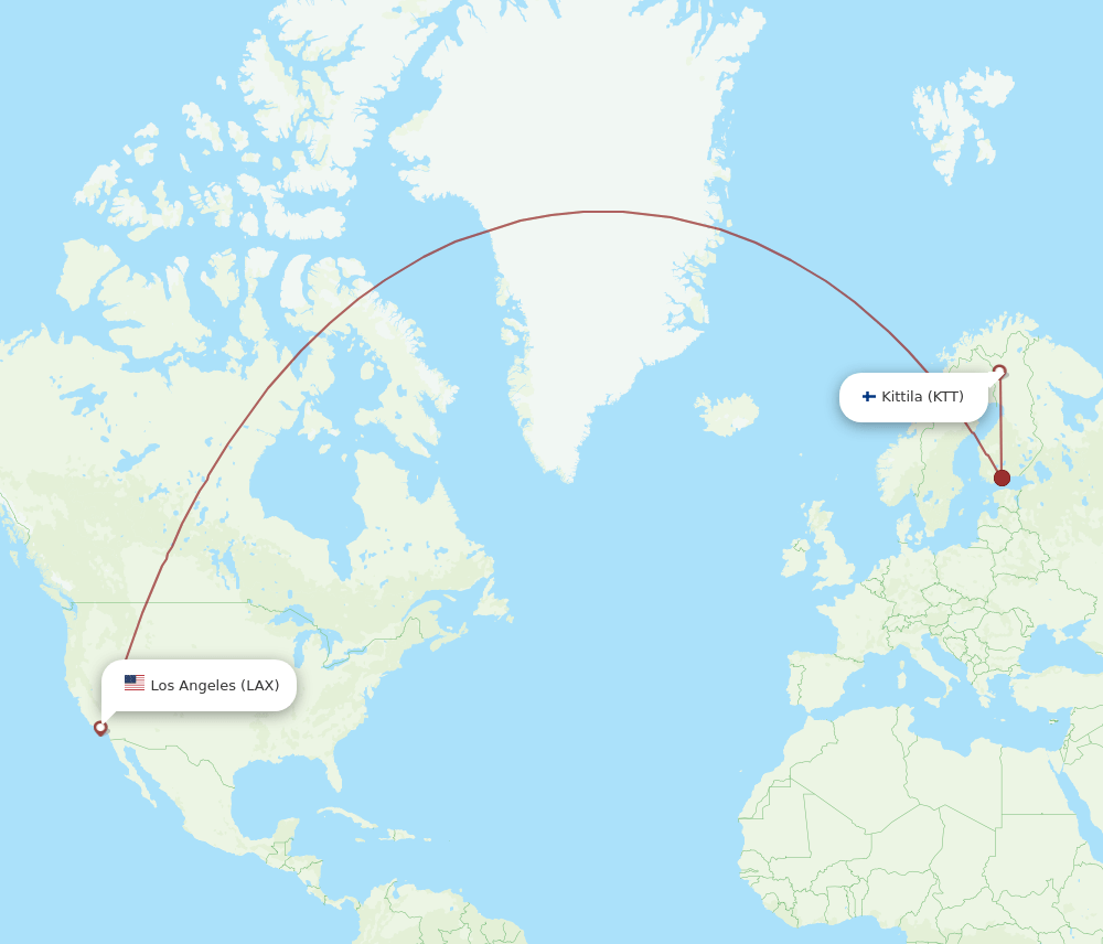 LAX-KTT flight routes
