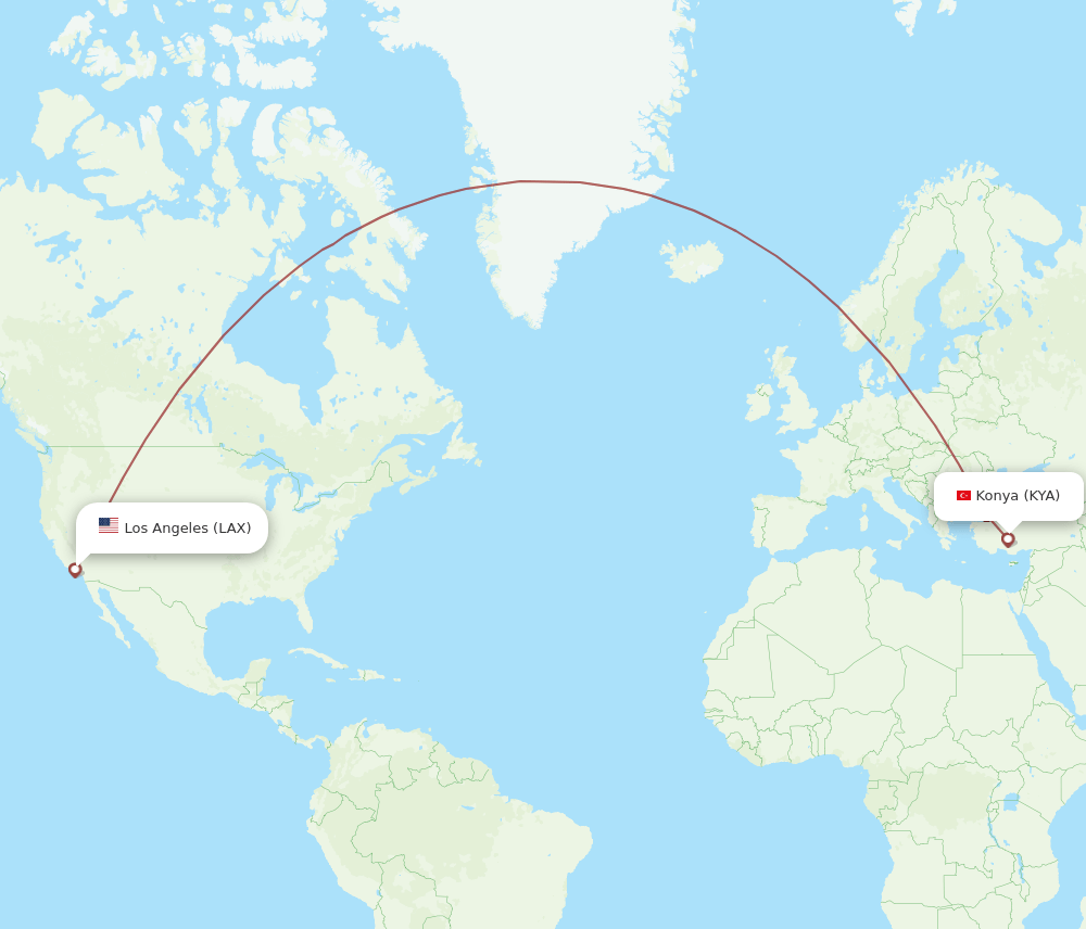 LAX-KYA flight routes