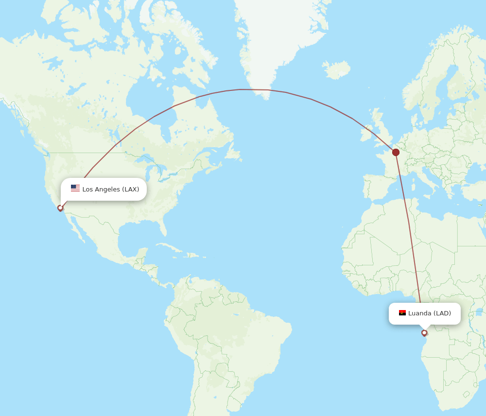 LAX to LAD flights and routes map
