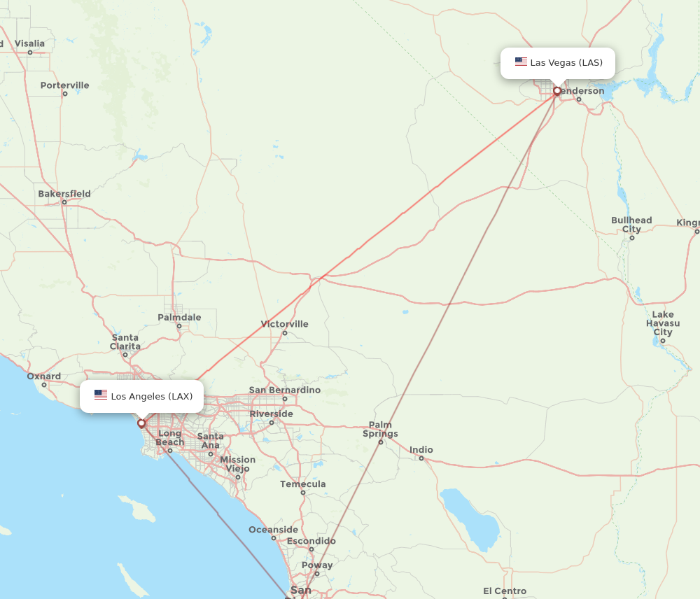 LAX to LAS flights and routes map