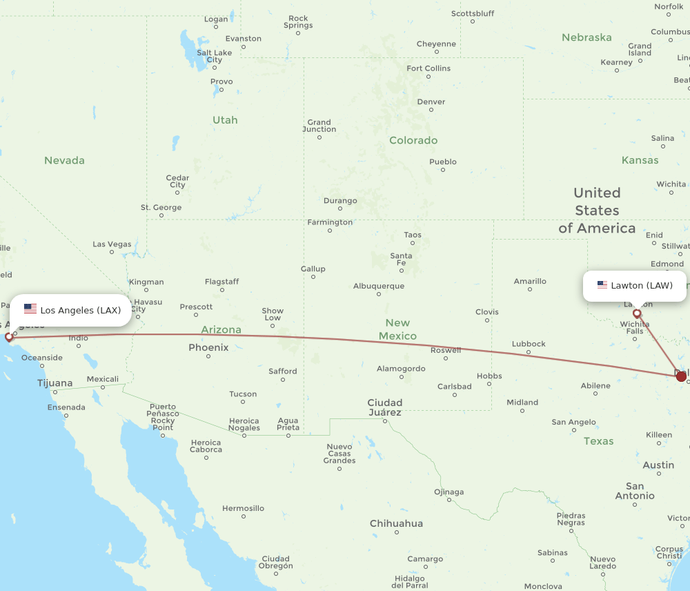 LAX-LAW flight routes