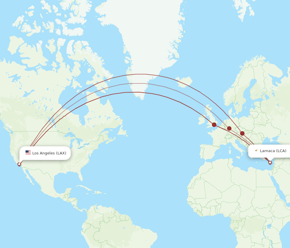 LAX-LCA flight routes