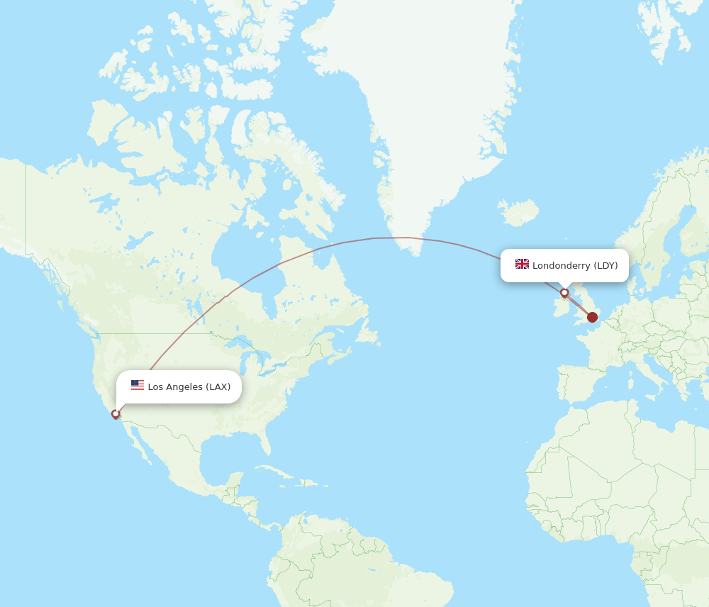 LAX-LDY flight routes