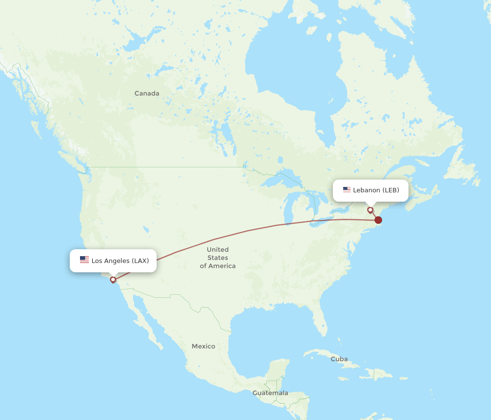 LAX-LEB flight routes