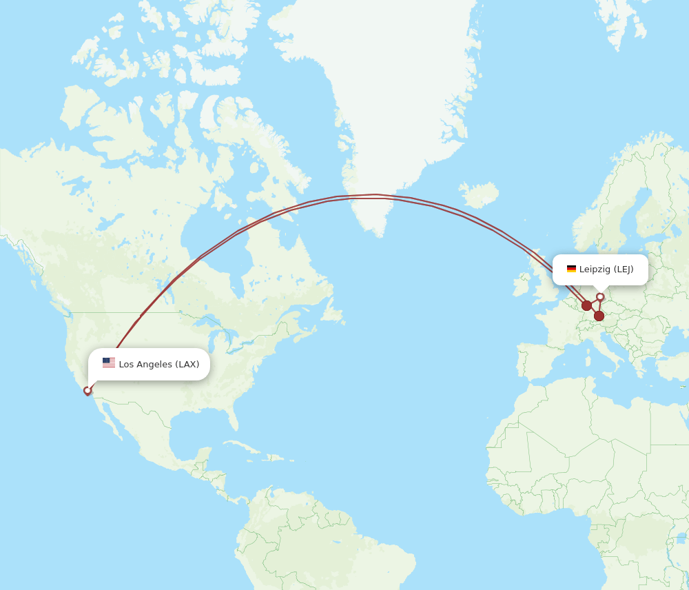 LAX-LEJ flight routes