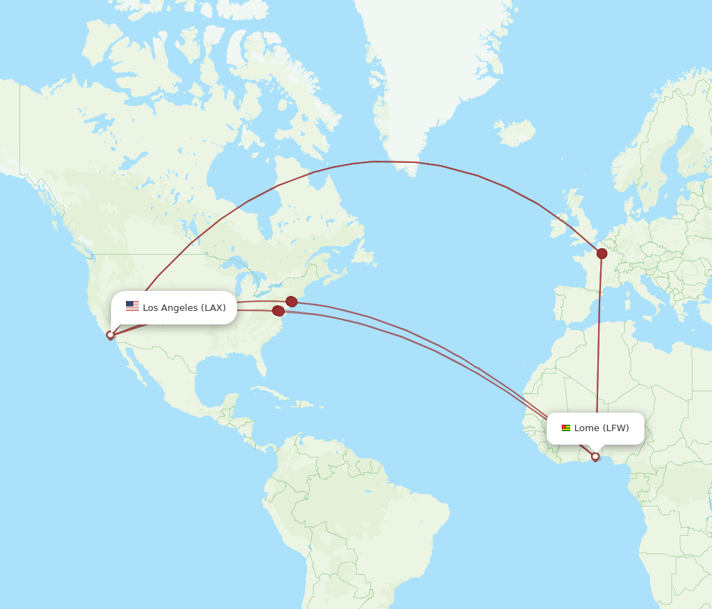 LAX-LFW flight routes