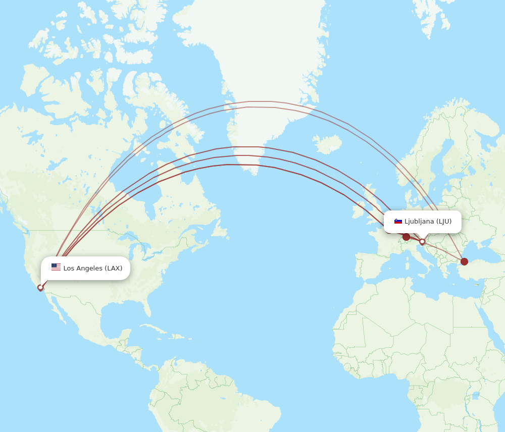 LAX-LJU flight routes