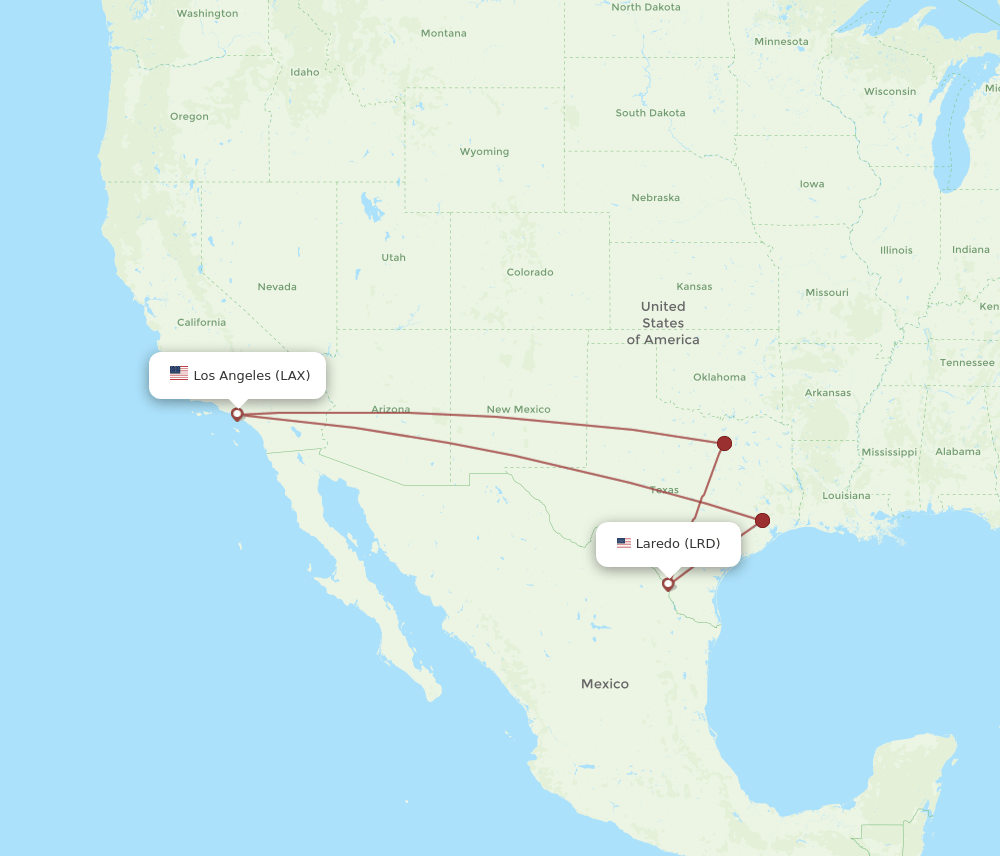 LAX-LRD flight routes