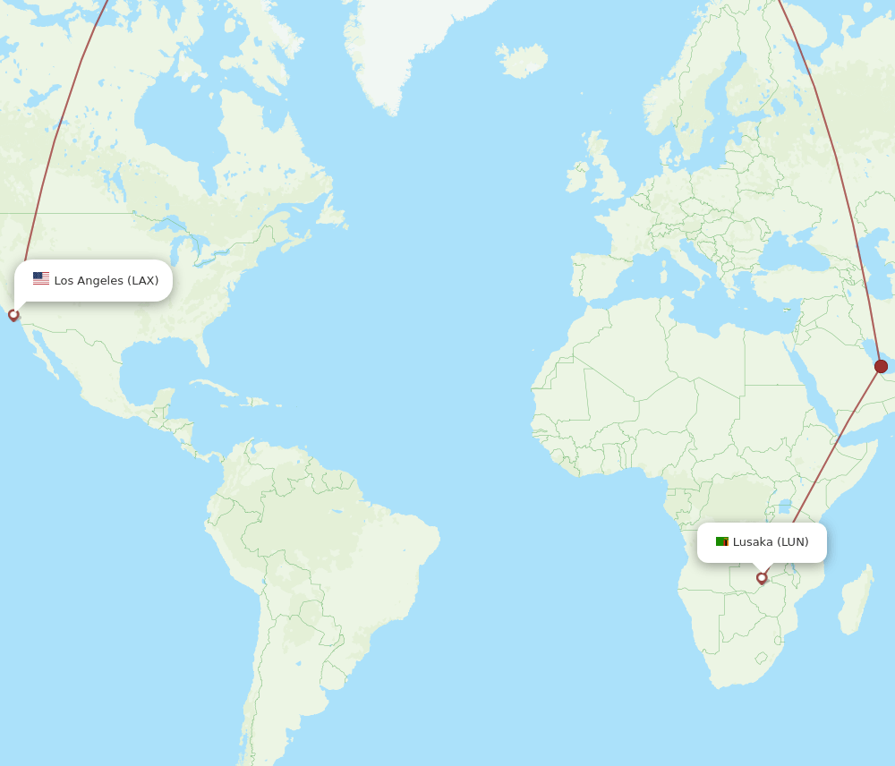 LAX-LUN flight routes
