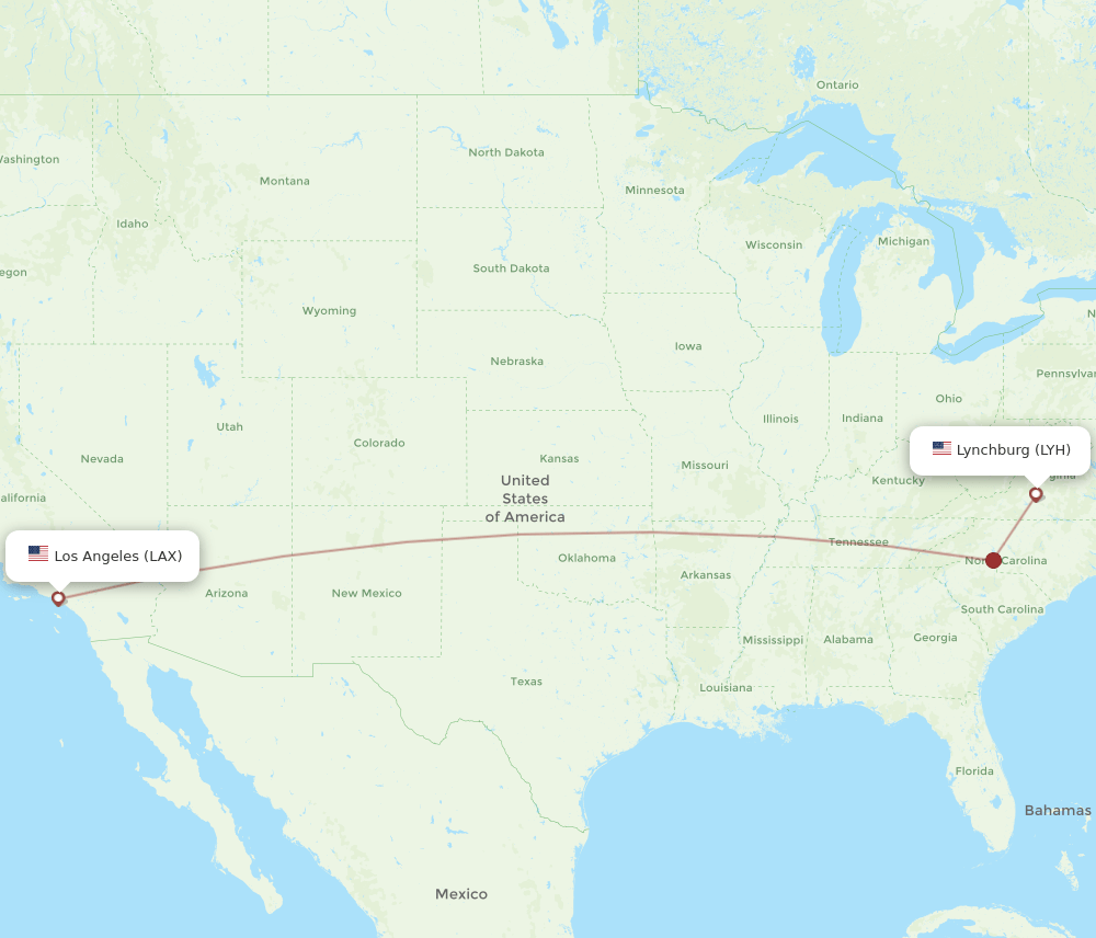 LAX-LYH flight routes