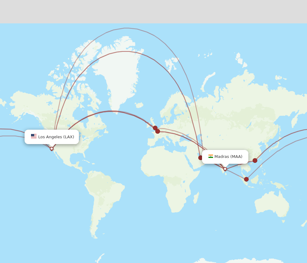 LAX-MAA flight routes