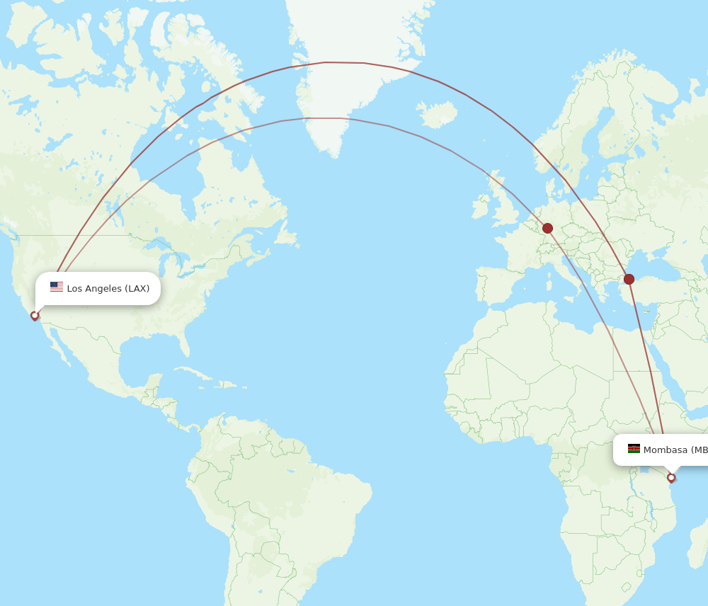 LAX-MBA flight routes