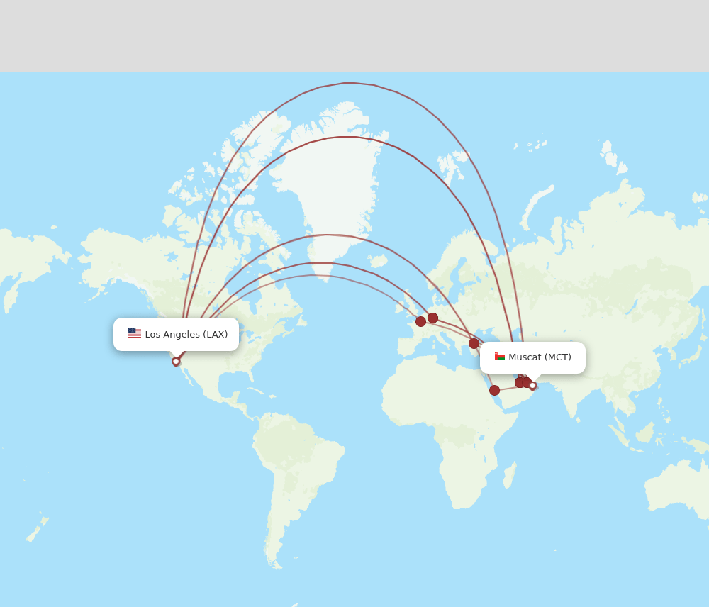 LAX-MCT flight routes