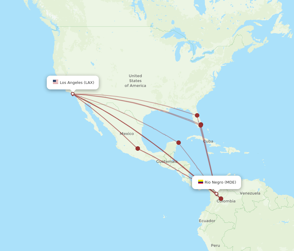 LAX-MDE flight routes