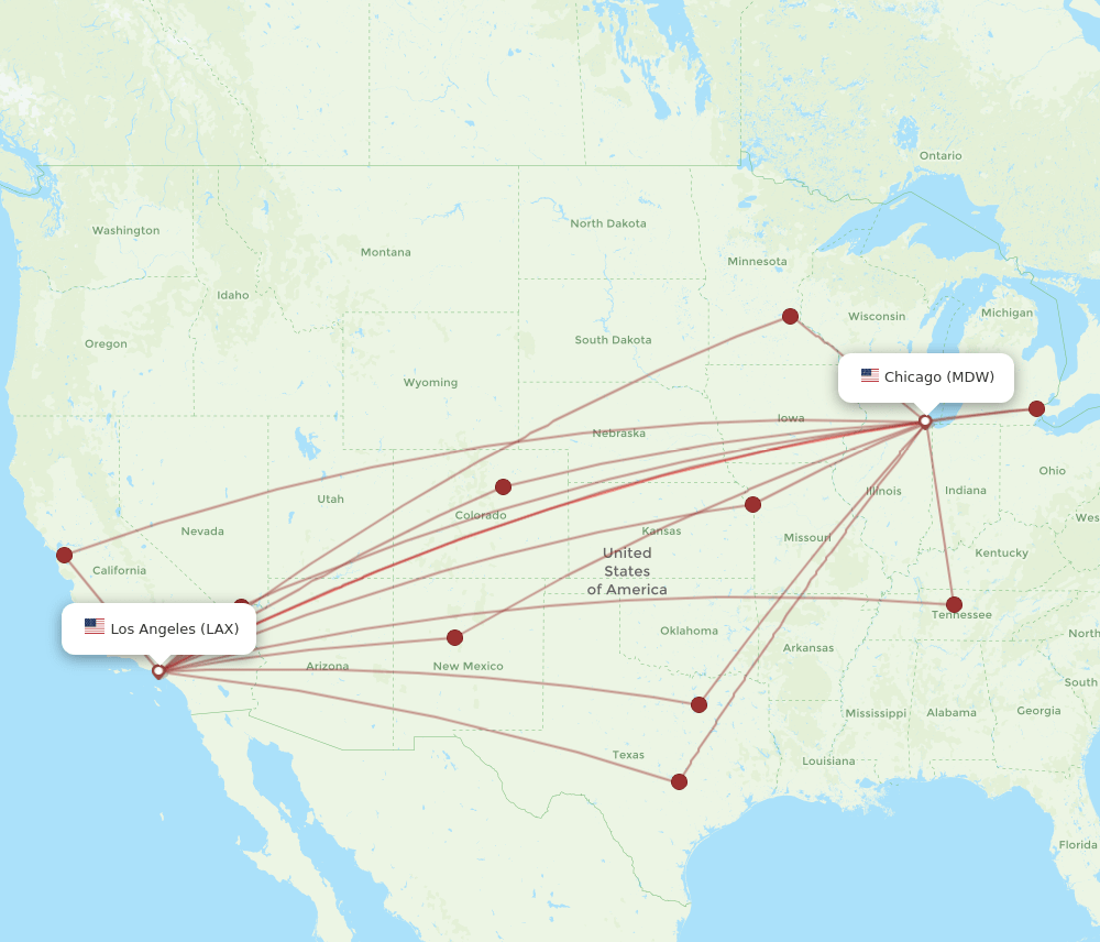 LAX-MDW flight routes