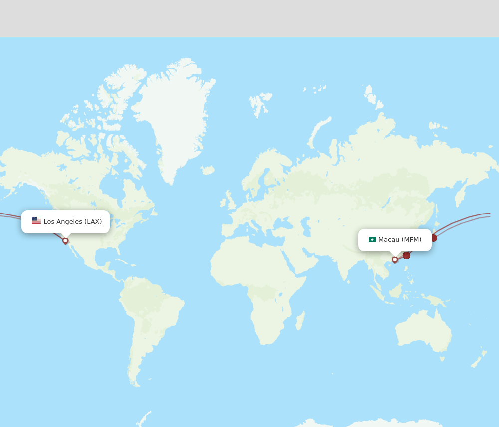 LAX to MFM flights and routes map