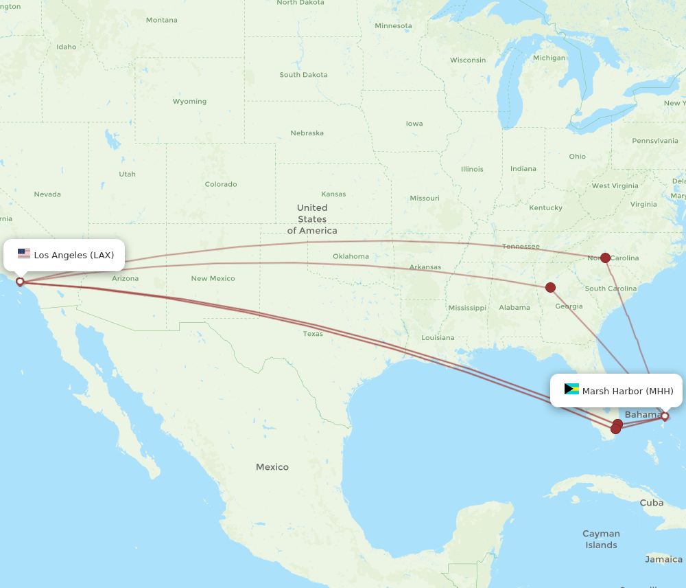 LAX-MHH flight routes