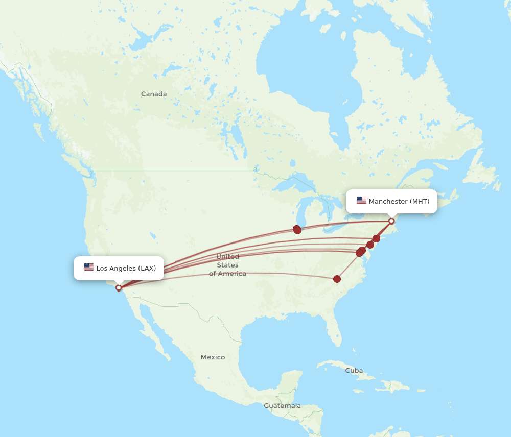 LAX-MHT flight routes