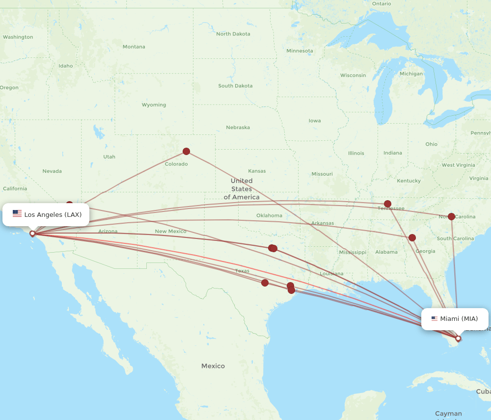 LAX-MIA flight routes