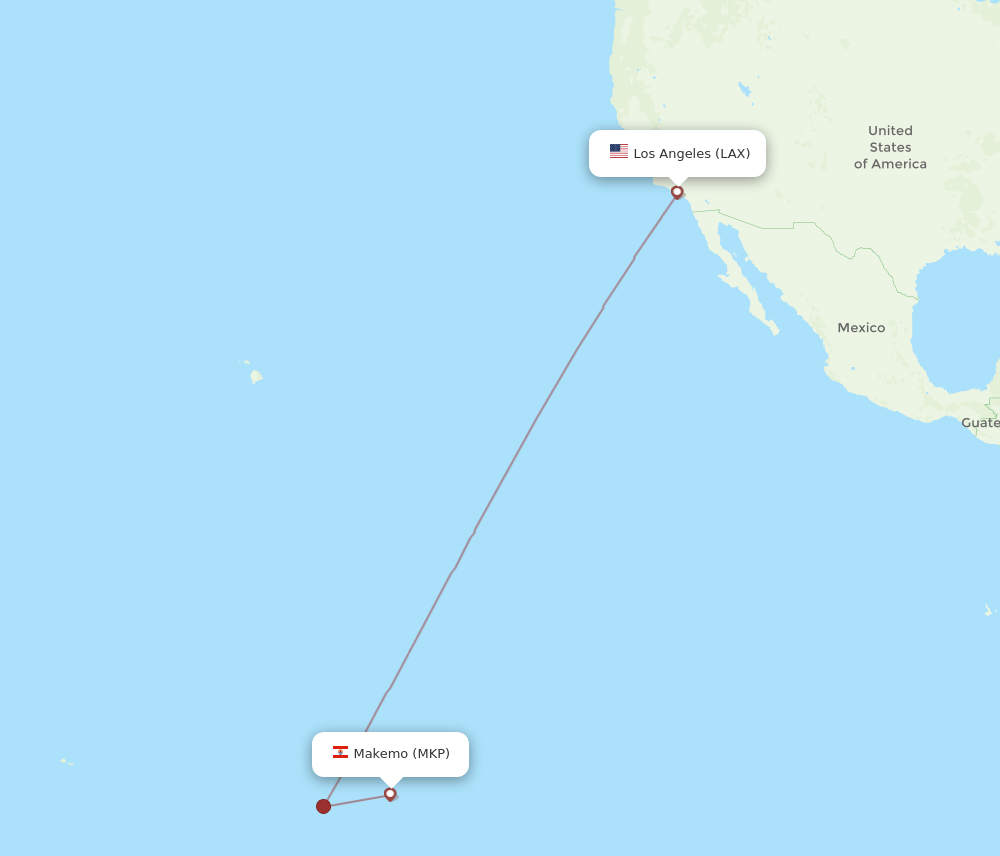 LAX-MKP flight routes