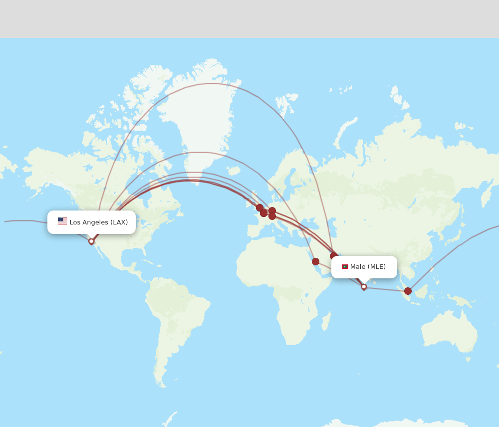 LAX-MLE flight routes