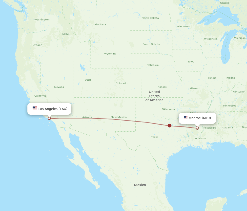 LAX-MLU flight routes