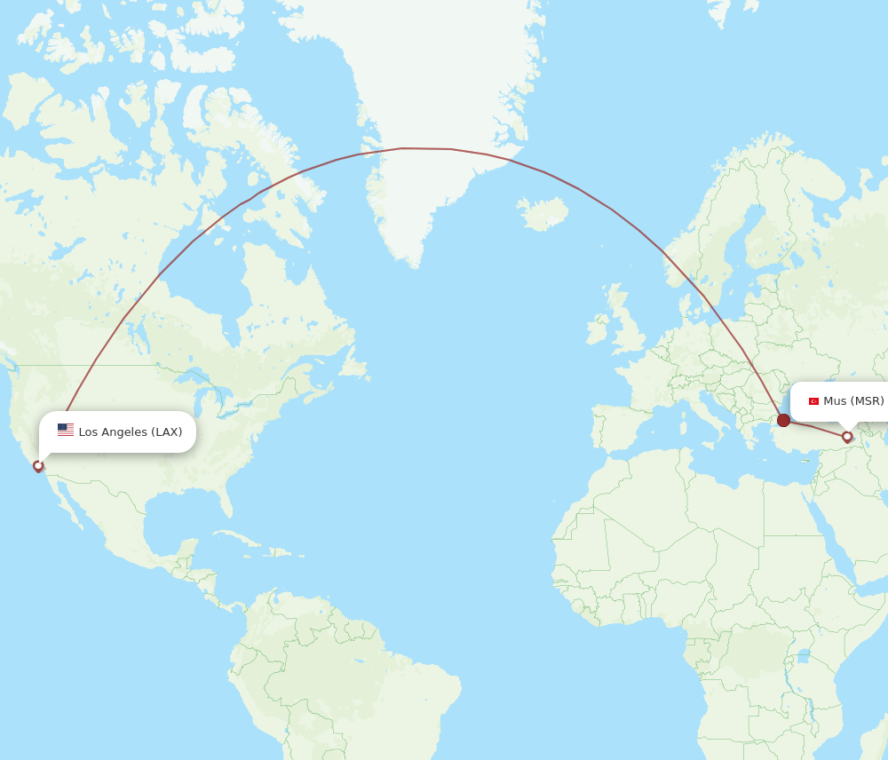 LAX-MSR flight routes