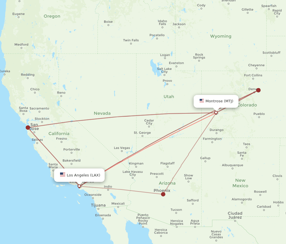 LAX-MTJ flight routes