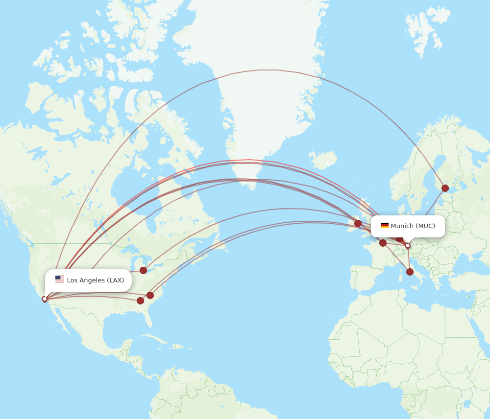 LAX-MUC flight routes