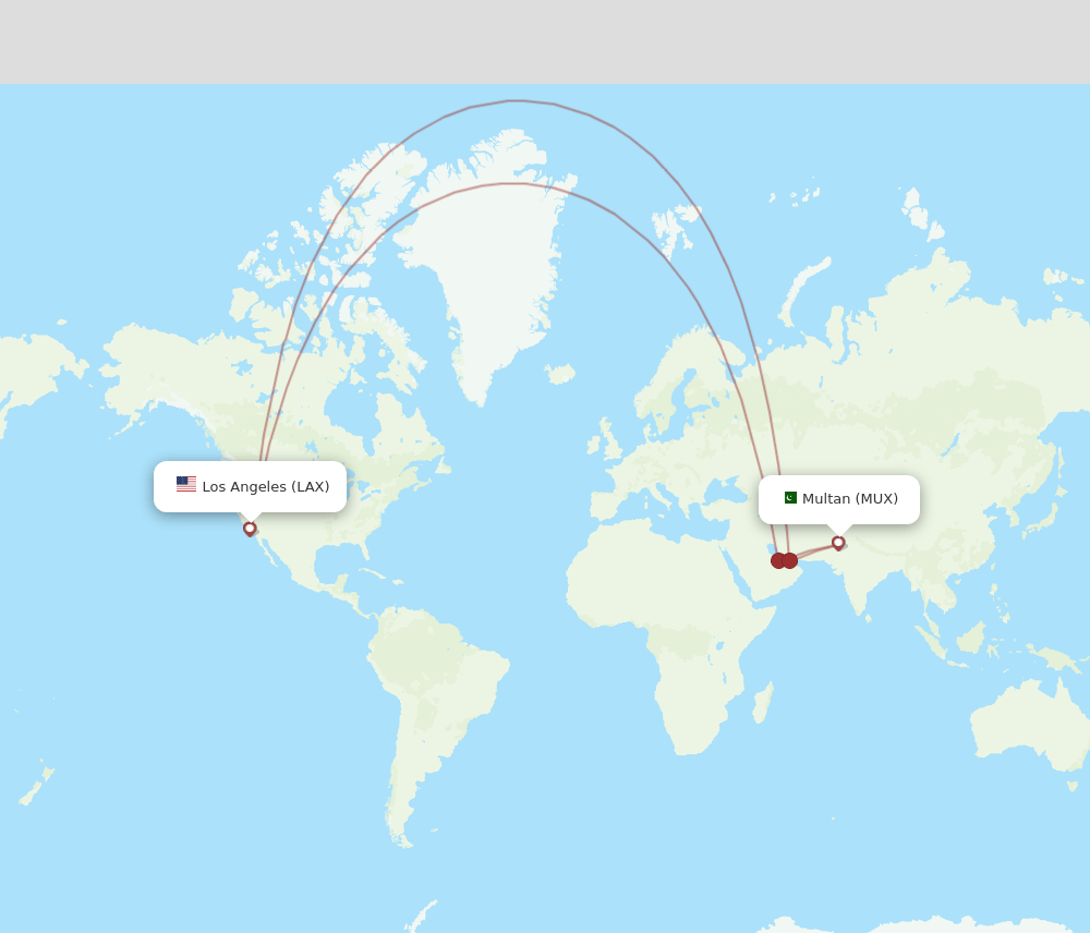 LAX-MUX flight routes