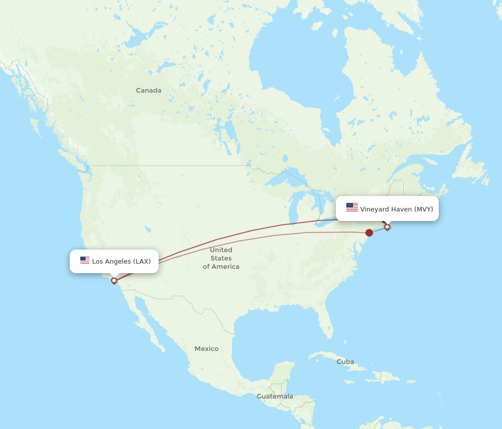 LAX-MVY flight routes