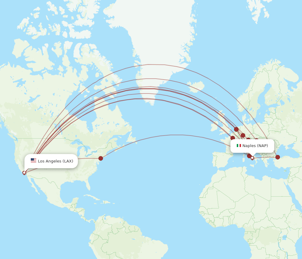 LAX-NAP flight routes