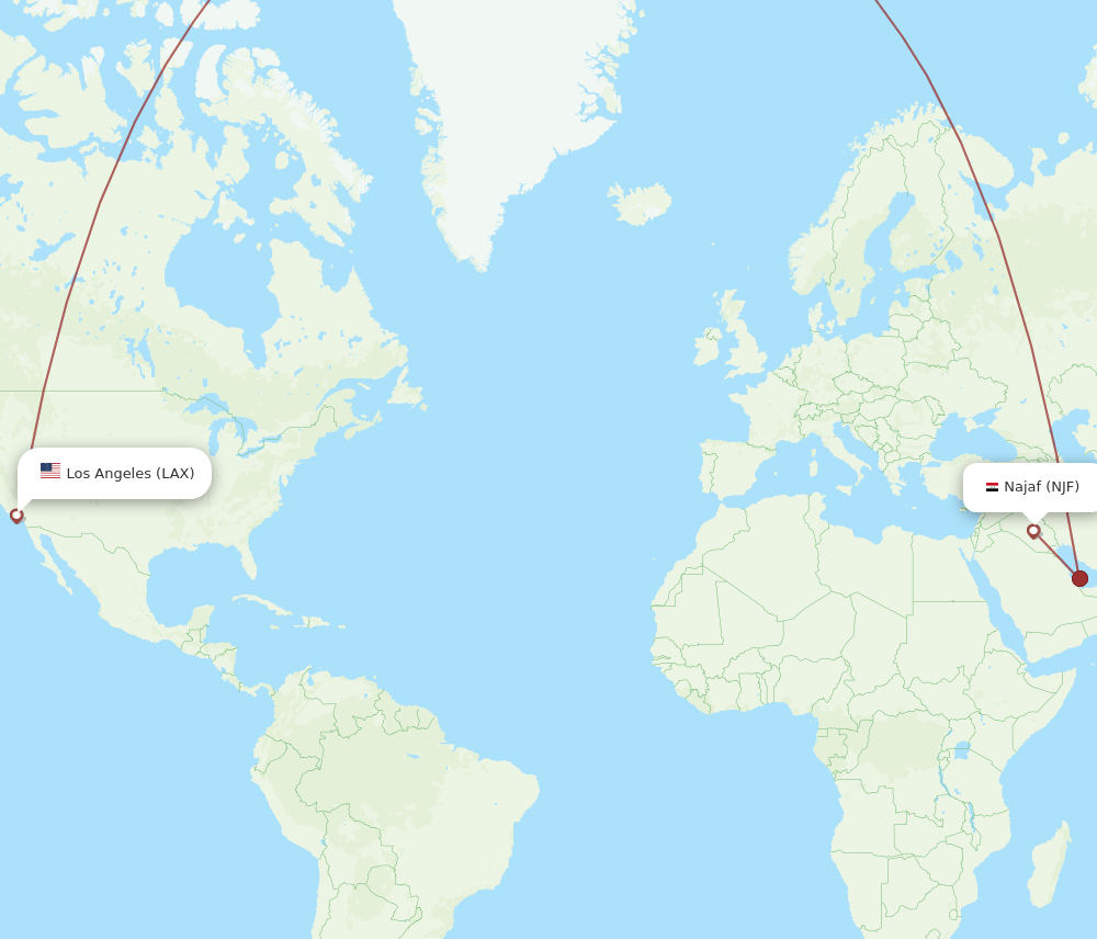 LAX-NJF flight routes